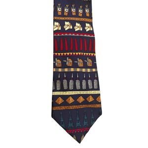 Save the Children Mens Silk Tie Navy Blue Landmark Monument Novelty Larry Age 14